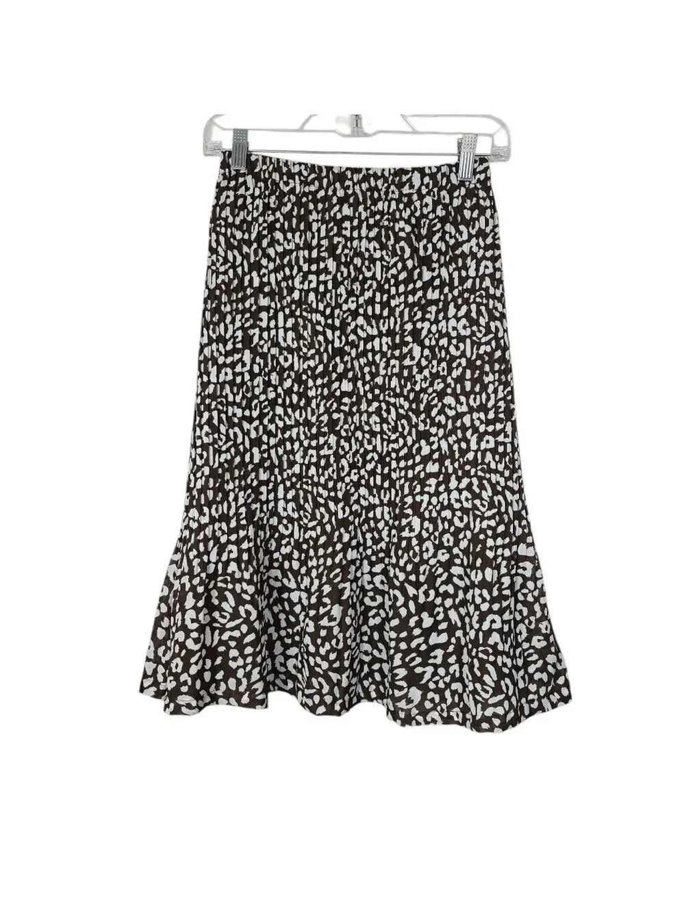 Sunny Leigh Animal Print White Brown Skirt M